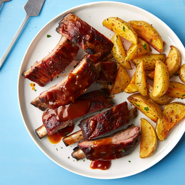 美式BBQ醬煙燻豬肋骨伴薯角 約4磅